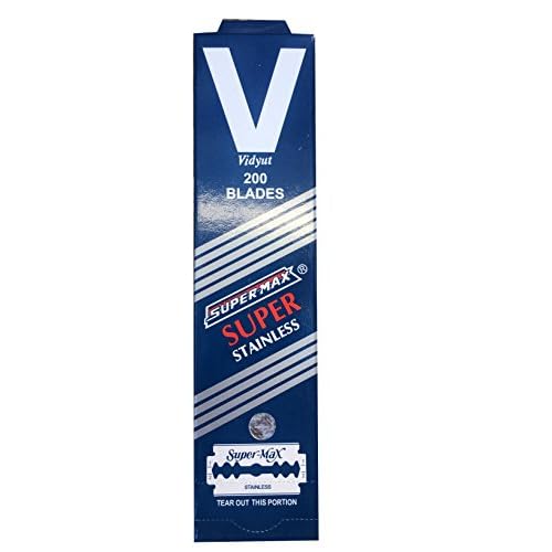 Super-Max Super Stainless Double Edge Safety Razor Blades, 200 blades (20x10)