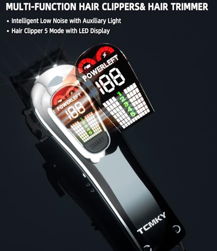 Silver Cordless Hair Clippers & Trimmer Set for Men, Professional Grooming Kit