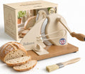 Sourdough Bread Slicer with Hand Crank - Adjustable, Child Safety, Off-White