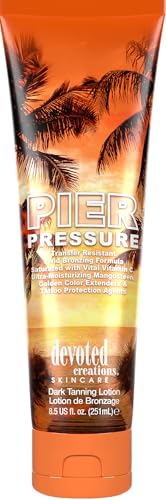Transfer Resistant Dark Tanning Lotion with Bronzing & Moisturizers - Devoted Creations Pier Pressure