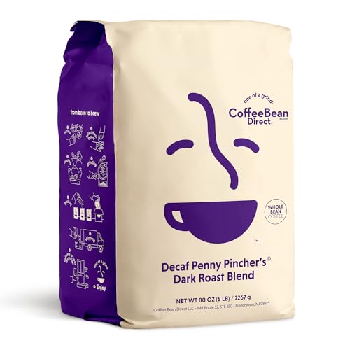Decaf Penny Pincher's Dark Roast Coffee Beans 5lb Bag | Whole Bean, Rich & Bold Flavor