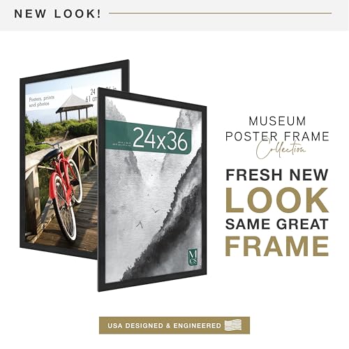 24x36 Poster Frame - Onyx Woodgrain Finish, Museum Style, Single 1-Pack