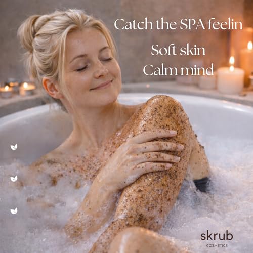 Body Scrub for Dry Skin ? Pear & Apricot Coffee Exfoliating Body Scrub, Extra Grit Water-Free Formula | Vegan | 8.11 oz | SKRUB Cosmetics