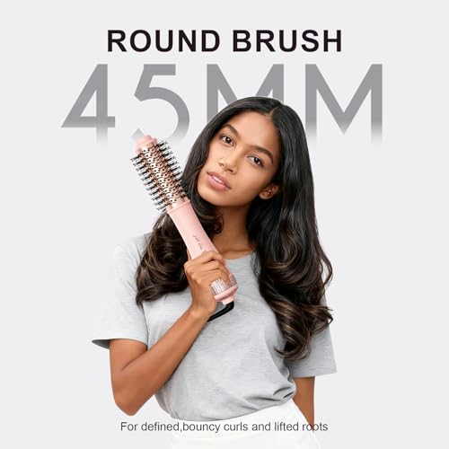 45mm Round Hot Air Brush Blow Dryer with Root Booster - Pink Variation