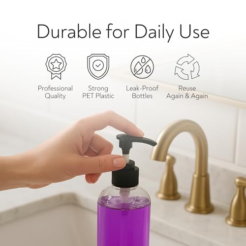 ReGar 36 Pack Empty Pump Bottles 8oz ? Clear Plastic Refillable Containers with Locking Pump Dispenser for Lotion, Shampoo, Soap, Oil, Cream, Conditioner, Travel Size Bulk Toiletry Bottles