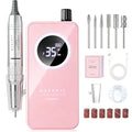 Makartt Pink Cordless Nail Drill for Beginners, Rechargeable E-File with 6 Bits