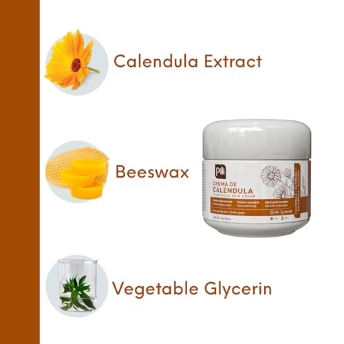 Pili Natural Calendula Cream - Moisturizing Cream for Rough, Dry, or Chapped Skin - Crema de Calendula (1 oz/Unit)