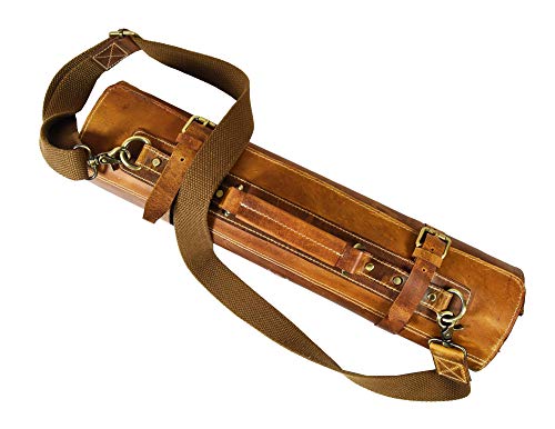 29.5x19.7 Inch Leather Knife Roll Bag - Caramel, Expandable Chef Storage Case