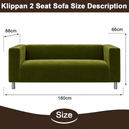 Klippan Loveseat Velvet Slipcover - Green, F-Green Variation