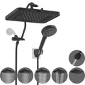 Hibbent Square 13'' Matte Black Rain Shower Head with 5 Spray Settings & Handheld