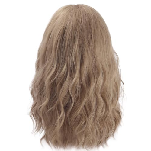Blonde Wigs Men Shoulder Length Ash Blonde Wavy Synthetic Hair Cosplay Party Daily Wear - Ash Blonde Variation