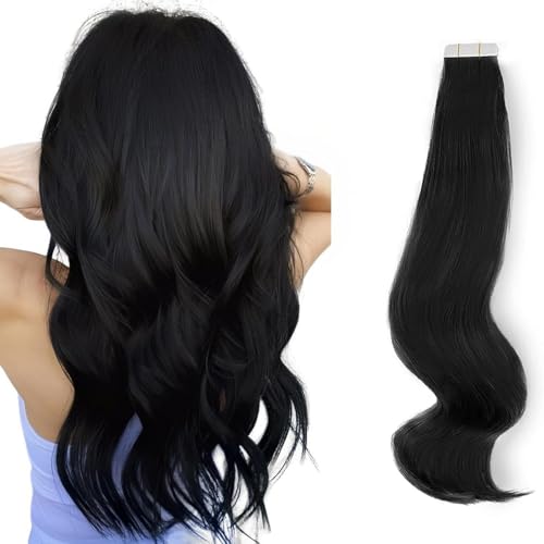 ABH AMAZINGBEAUTY HAIR Tape-In Human Hair Extensions 20 Inch Black #1