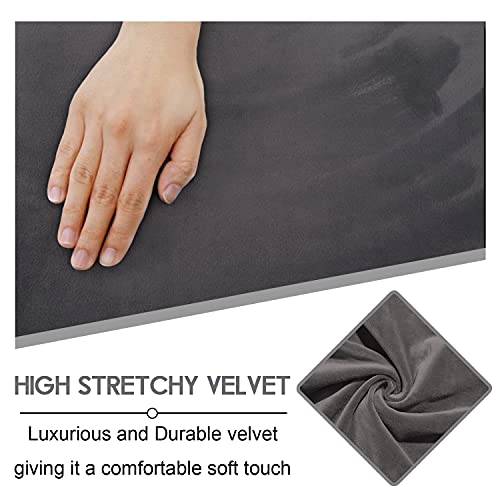 Velvet Stretch Reclining Sofa Slipcover - 75-100 Inch 2 Seater Dark Grey, 6-Piece