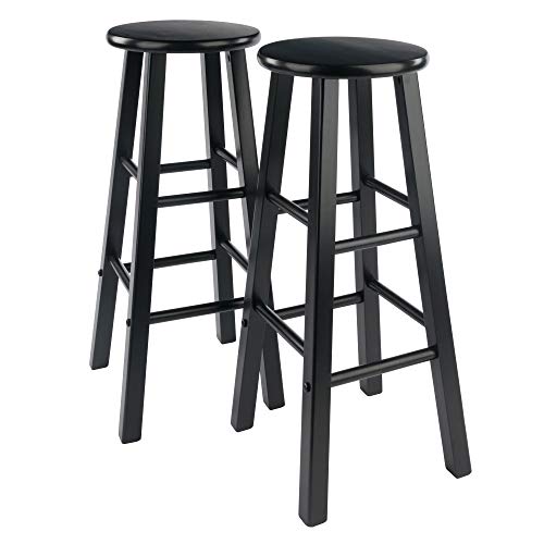 Winsome Element 2-Piece Black Bar Stool Set - 29 Inch Counter Height