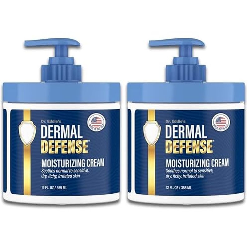 Dr. Eddie's Dermal Defense Moisturizing Cream - Face and Body Moisturizer for Dry Skin, Daily Cream for Sensitive Skin Care, Ultra Moisturizing Eczema Cream for Men and Women - 12 fl oz (Pack of 2)