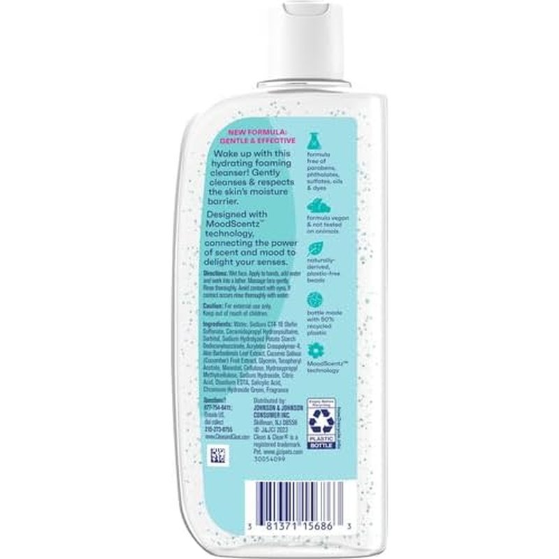 Clean & Clear Morning Burst Hydrating Facial Cleanser with BHA,Cucumber & Aloe Extracts,Refreshing Face Wash for Soft,Smooth-& Clear Skin,8 fl. oz,(Pack of 2)