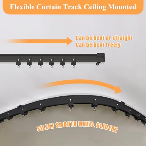 Black Room Divider Curtains with Ceiling Track Set - 180W x 96L, Blackout, Floor to Ceiling, Pack of 1, Variation of THIS Listing