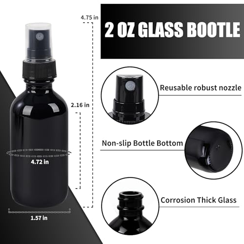 Glass Spray Bottles (2oz-24pcs, Black)