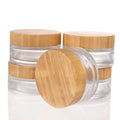 100g Glass Jars with Bamboo Lids - Refillable Cosmetic Containers, 5 Pack