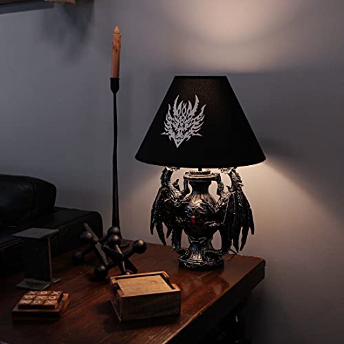 Zeckos Gothic Dragon Table Lamp with Black Fabric Shade - 19 Inch Decor