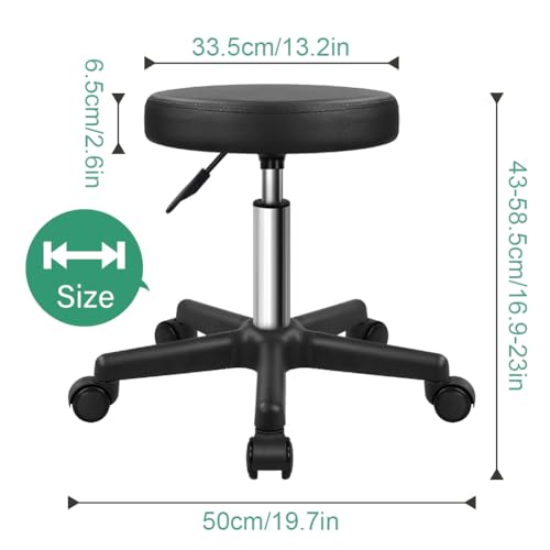 FURWOO Adjustable Rolling Stool for Spa Salon Massage Black