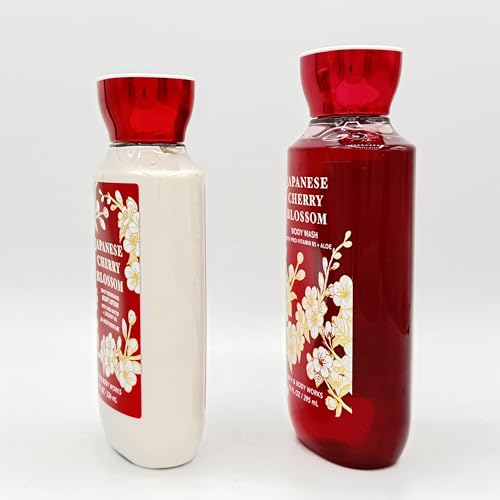 Bath and Body Works Japanese Cherry Blossom Shower Gel (10 fl oz) and Body Lotion (8 fl oz) Signature Collection (Set of 2)