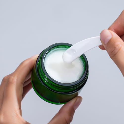 OverNews 2oz Glass Jar Travel Size, 45PCS Empty Cosmetic Lotion Container with Black Lid & Spatula, Small Mini Jar for Beauty (Green)
