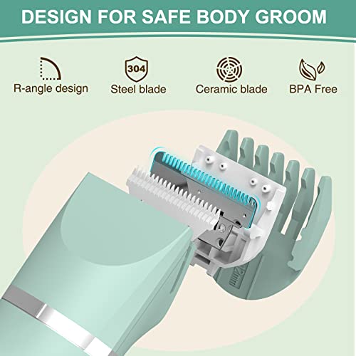 Women's Bikini Trimmer Blue Waterproof Cordless Electric Razor with Ceramic Blades