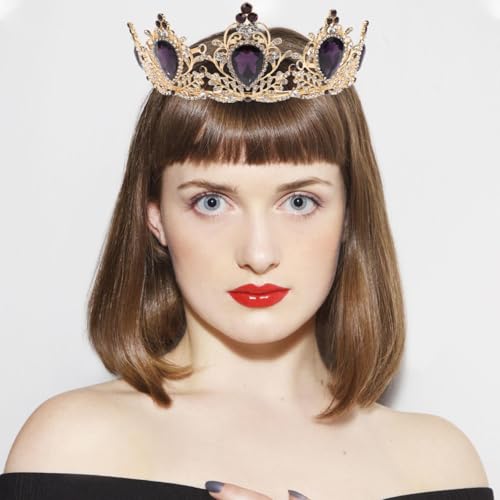 Purple Rhinestone Crown Tiara for Women - Elegant Party Headpiece