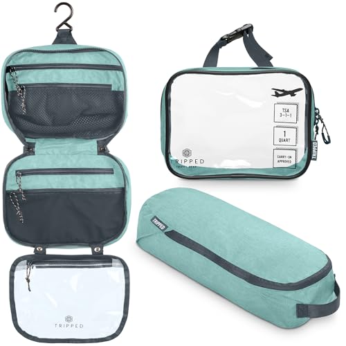 Turquoise 3-Piece Travel Toiletry Bag Set - Travel Organizer Bags