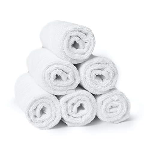 RosenSoft Oversized Wash Clothes-16x14 in Extra Large Wash Cloths for Body and Face, Hand Gym Spa- Fingertip Towels for Bathroom, Bath Towel Set (White, 6)