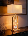 PoKat 2-in-1 Gold Table Lamp with Candle Warmer & Dimmer - Brushed Wood Finish