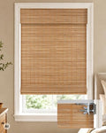 Blackout Bamboo Roman Shades - No Drill Cordless Room Darkening Window Blinds, 20 x 64 Inches