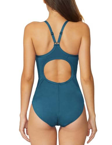 Baleaf Women's Athletic Swimsuit - Adjustable Strap One-Piece, Medium / Steel Blue