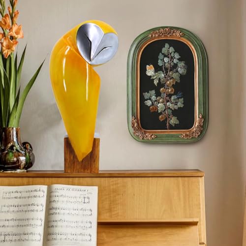 15 Inch Owl Statue Resin Bookshelf Decor Figurine Mustard Yellow