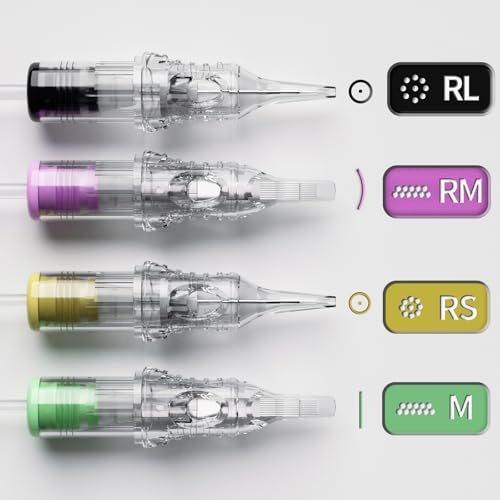 50Pcs Tattoo Cartridge Needles Set - Mixed Round Liner & Curved Magnum - Variation of 50Pcs- 10RL+12RM
