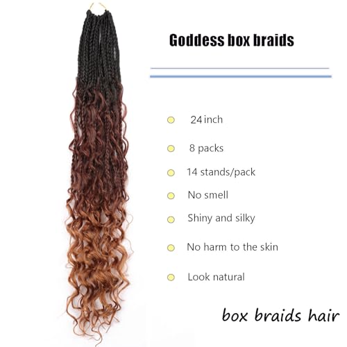 24 Inch Bohemian Box Braids Crochet Hair - 8 Pack, 1b/33/30 for Women