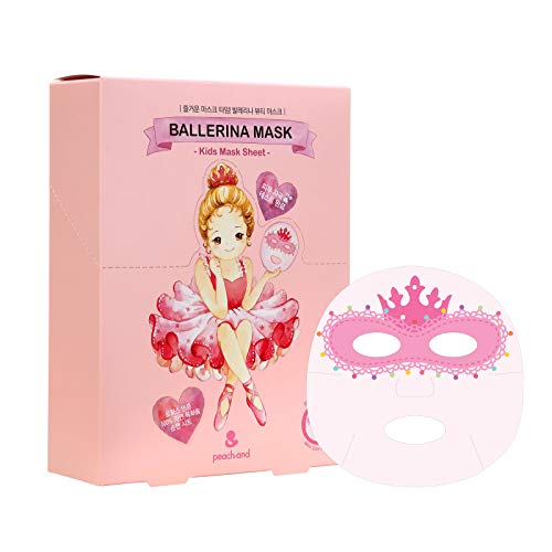 Kids Face Mask Sheets for Children - Peach and Ballerina 10 Pack, Hypoallergenic Cotton, Soothing & Hydrating