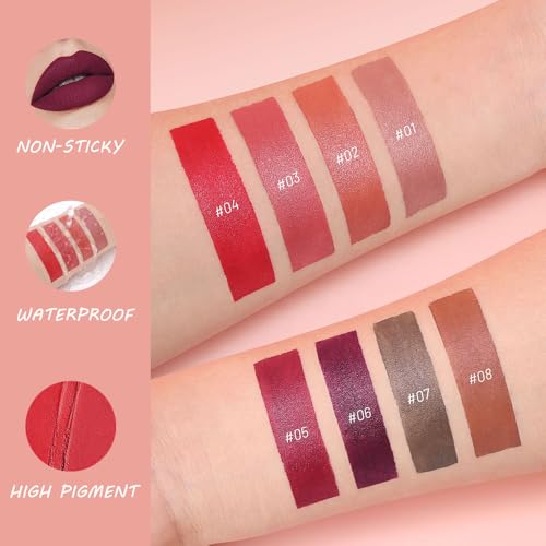 BINGBRUSH 2in1 Matte Lip Liner and Lipstick Combo, Lipsticks for Women, Longwear Waterproof Lip Liner Pencil, Matte lipstick Smudge Proof lipstain, Women's Long Lasting Lip Makeup (01#Rose Latte)