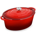 7.5 Qt Red Enameled Cast Iron Dutch Oven with Lid - Multipurpose Cookware