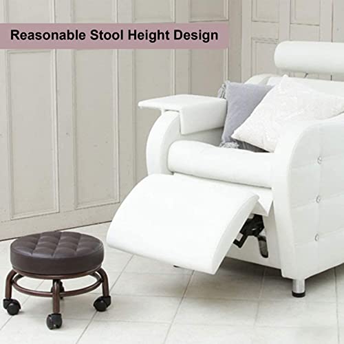 Elitzia Dark Brown Pedicure Stool with Wheels - Salon Rolling Chair ET28501