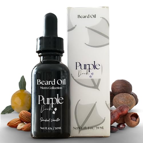 PURPLE DUCK Men's Natural Beard Oil ? Hydrating & Nourishing Oil for Beard Growth ? Organic Formula for a Softer, Fuller Beard ? Smoked Vanilla 1 Oz