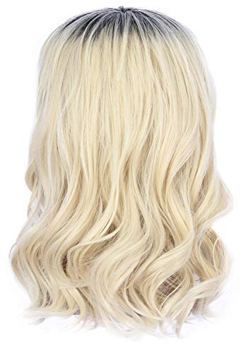 Men's Rock Star Style Blonde Mullet Wig - 70s 80s Long Black Roots Costume Hair