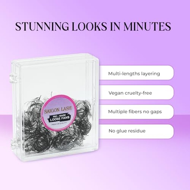 500 pcs Narrow Promade Loose Fans ? 5D Volume 0.07 C Curl, 8?19?mm Mixed Length, Matte Black Handmade Lash Extensions, Thick Wispy Lashes for Pros (Black-C-0.07-10mm)
