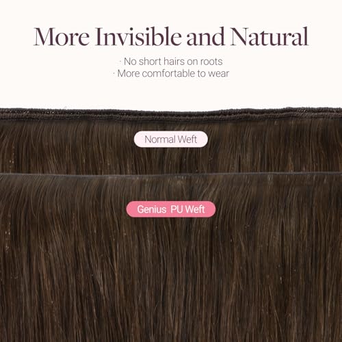 Tape In Weft Hair Extensions - 20 Inch 60g Chocolate Brown, DIY Seamless Blend