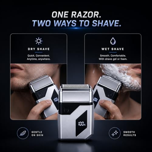 Men's Wet Dry Rechargeable Electric Shaver with Triple Foil Head
