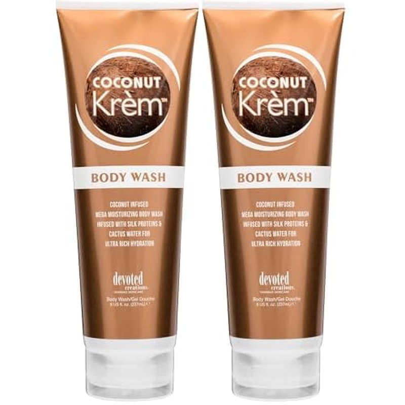 Devoted Creations Coconut Krem Body Wash ? Coconut Infused Mega Moisturizing Body Wash with Silk Proteins and Cactus Water for Ultra Rich Hydration ? 8 oz. (Pack of 2)