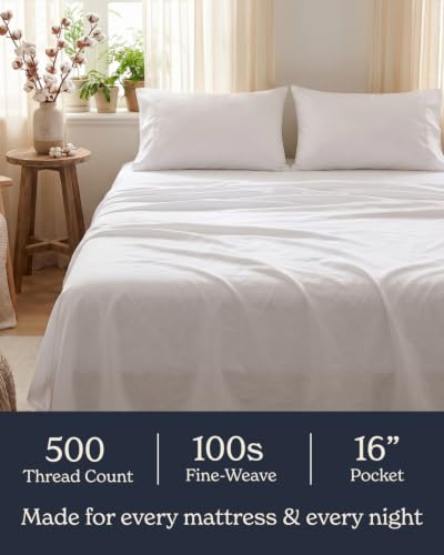 Beckham Hotel Collection 100% Cotton Queen Sheet Set - White / 4-Piece