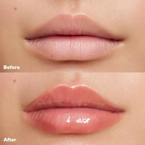 Kosas Unbuttoned Hydrating Lip Oil Gloss with Hyaluronic Acid & Peptides - Non-Sticky, Sheer Tint