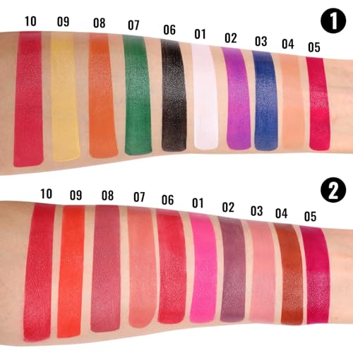 BOBISUKA Cream Lip Color Palette, 10 Colors Matte Lipstick Makeup Palette, Long Lasting Lipstick Palette, Moisturizing Waterproof Lip Creamy Formula For Soft - Daily
